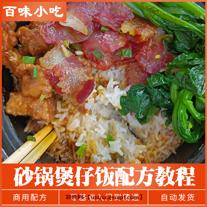 pf486、煲仔饭技术配方教程快餐外卖砂锅煲仔饭开店小吃教程培训视频教学-知食网