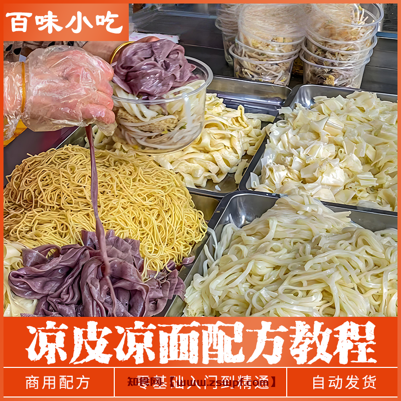 pf491、正宗凉皮技术配方教程摆摊开店商用凉皮全套制作技术培训教学-知食网