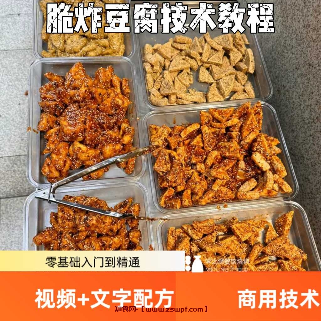 pf436、脆炸豆腐技术配方裹粉油炸豆腐资料教程培训商用视频教学小吃技术-知食网