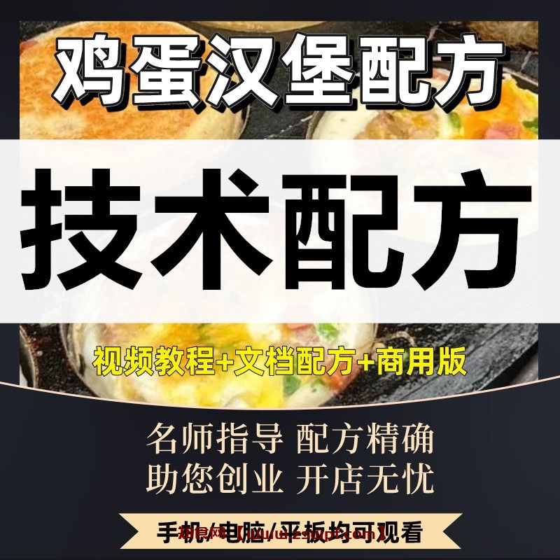 pf430、正宗鸡蛋汉堡小吃技术配方做法教程视频开店创业摆摊商用家用全新-知食网
